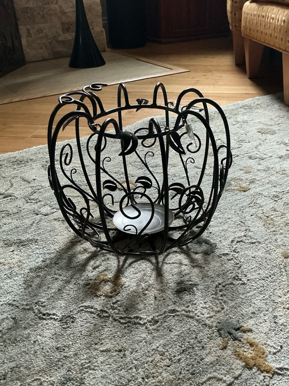 Partylite Black Wrought Iron Scrollwork Candle Holder 12” Vintage